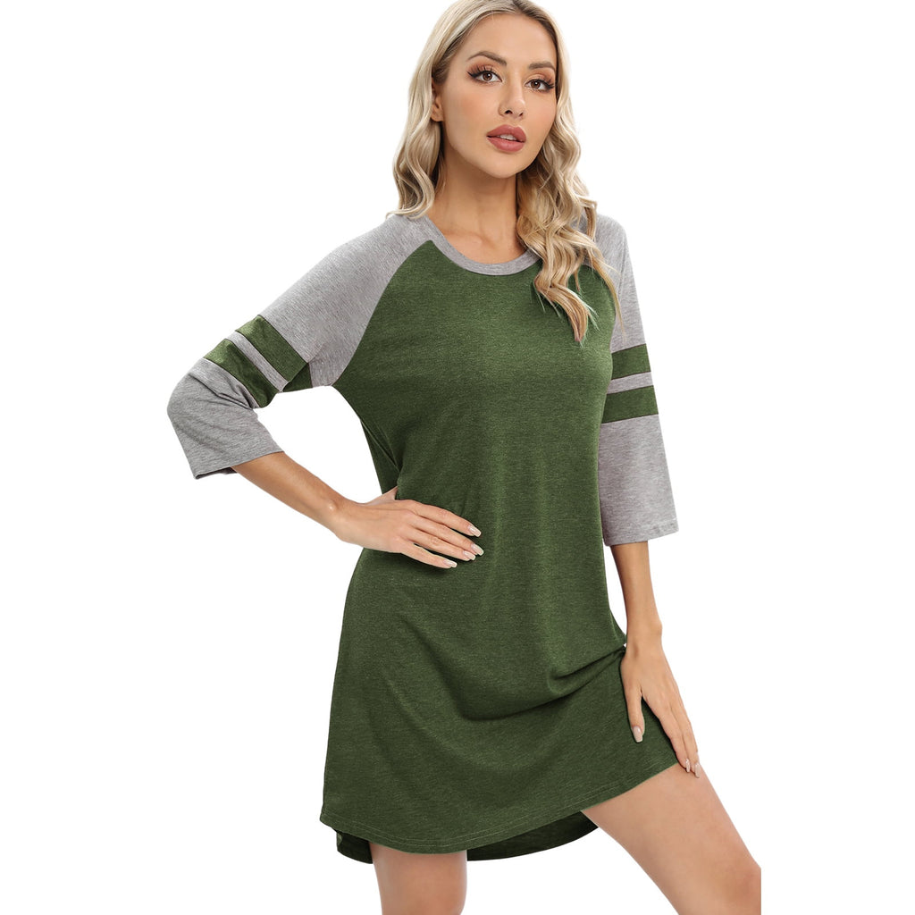 23,29 USD - pyjama d'intérieur à manches courtes et col rond, color block, pour femmes