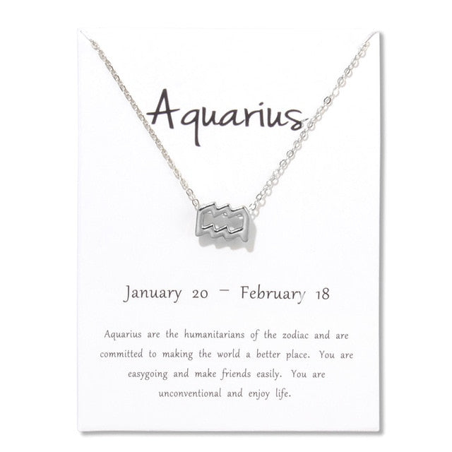 Collier pendentif zodiaque 12 constellations avec carte blanche