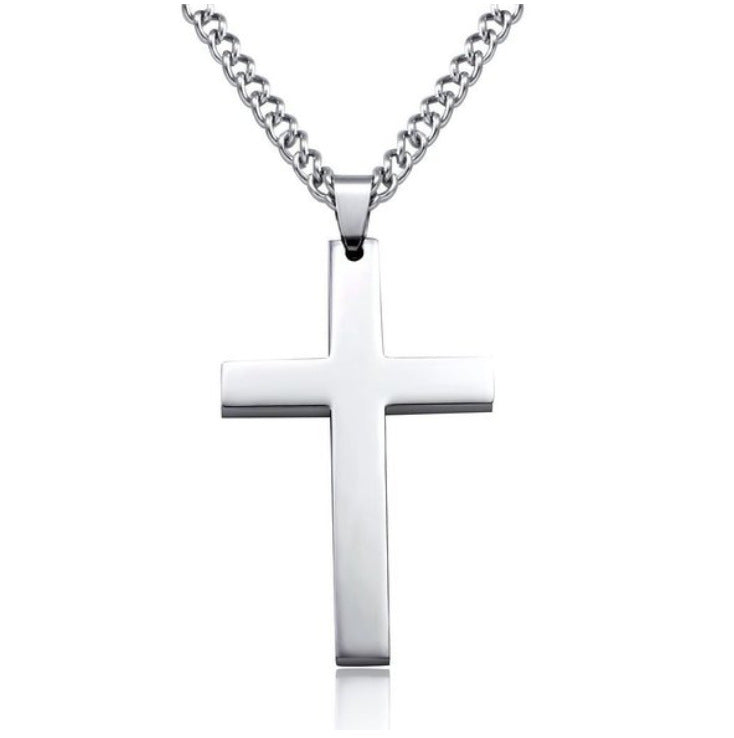 Collar con colgante de cruz simple con cadena, joya cristiana