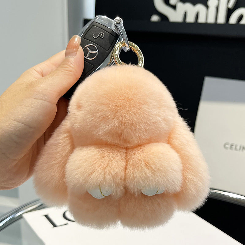17,46 USD - Adorable lapin Rex en fourrure, porte-clés/pendentif/mini-sac en peluche, ornement lapin