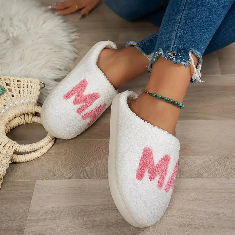 25.61 USD - Women's Casual Fluffy Slippers, Stylish and Trendy Winter Shoes with Soft and Downy Fur, Home Plush Mama Style.