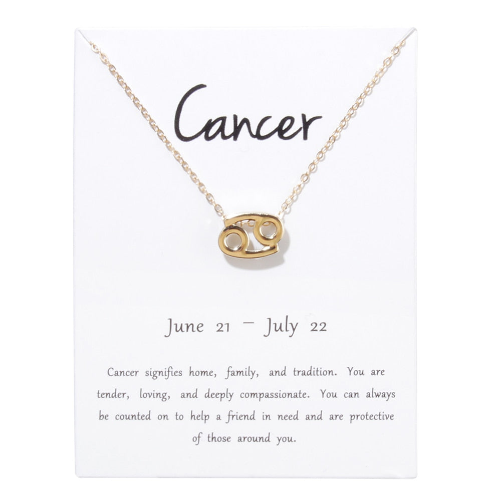Collier pendentif zodiaque 12 constellations avec carte blanche