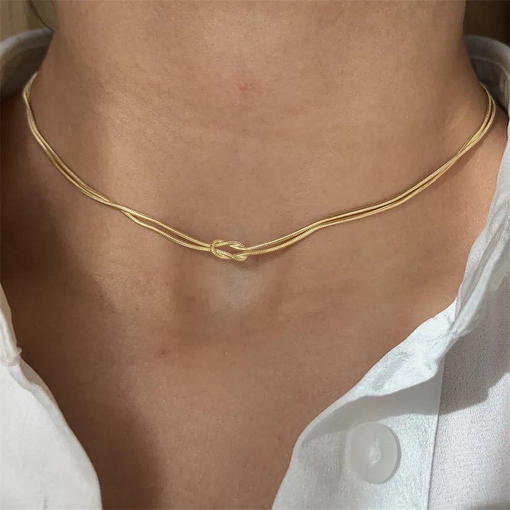 14.46 USD - Titanium Steel Knotted Necklace