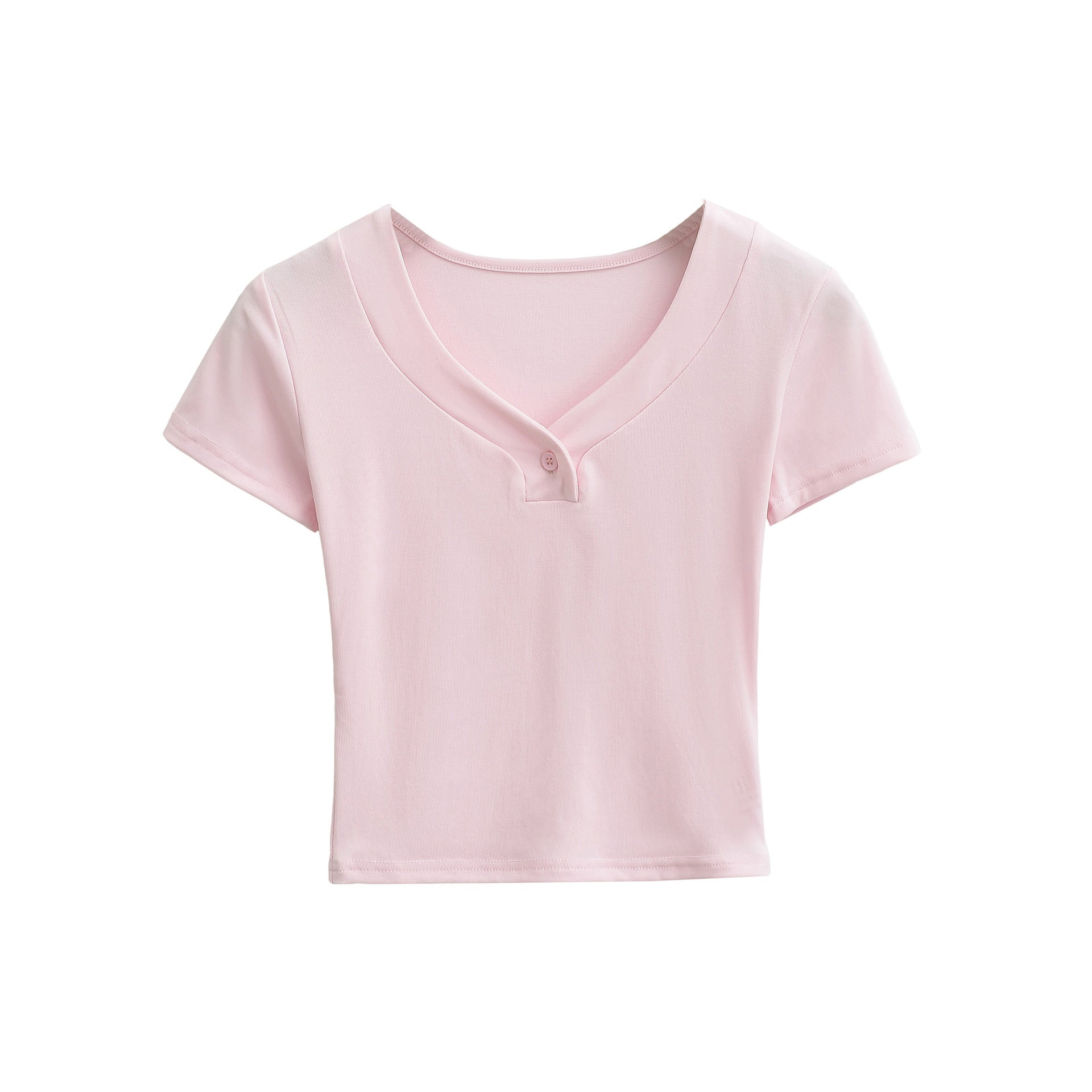 25.60 USD - Short-sleeved button-down plain t-shirt