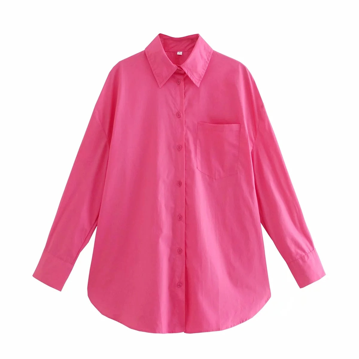Chemise coton pour femme– Style oversize rose, 100 % coton, coupe ample, poches et boutons – Blouse chic et décontractée, style streetwear.