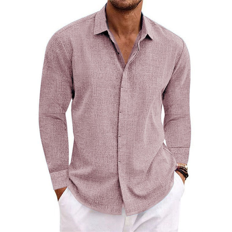 23.28 USD T-shirt à manches longues en lin pour homme, coupe ample, couleur unie, en coton et lin. Chemise oversize pour homme.