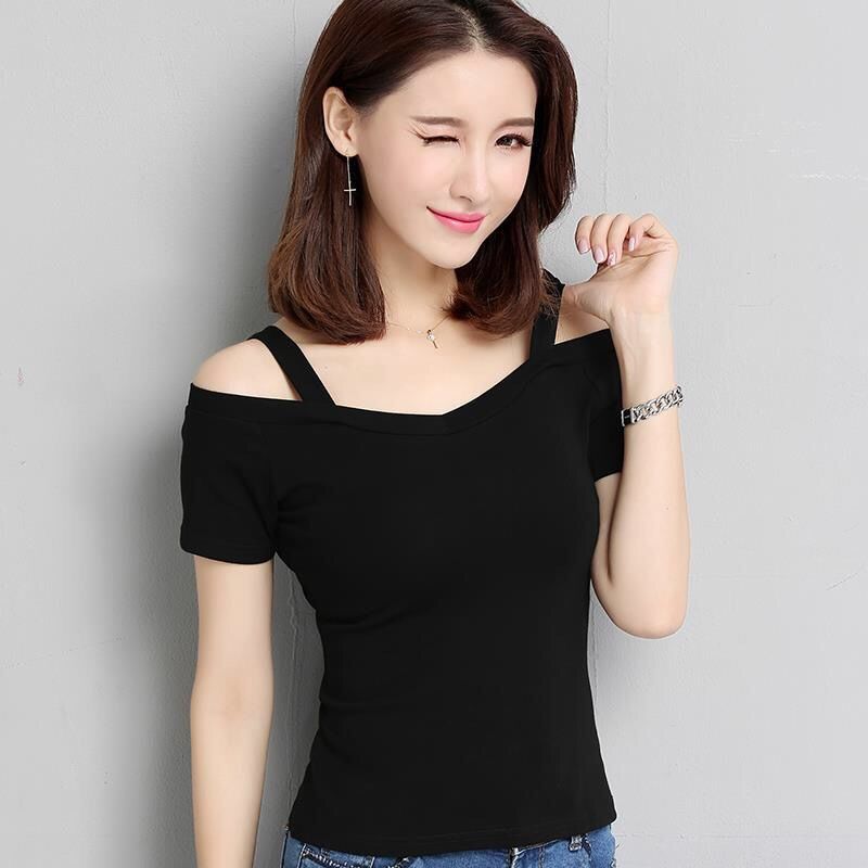 Women's one-shoulder sleeveless T-shirt