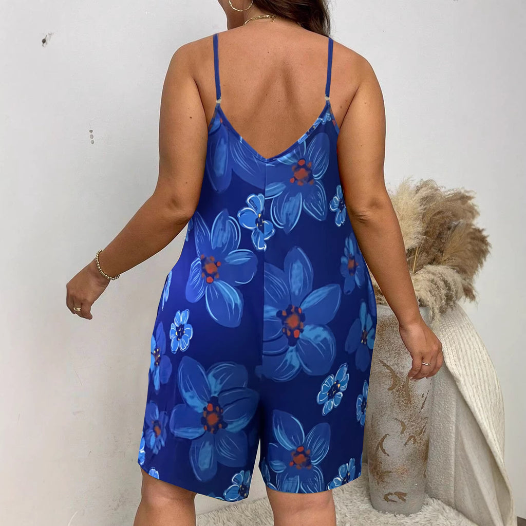 Combinaison imprimée décontractée et tendance pour femmes grandes tailles, idéale pour le printemps et l'été