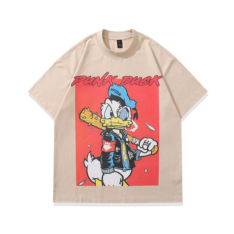 25.61 USD T-shirt à imprimé dessin animé pour couple, manches courtes, coupe ample, homme