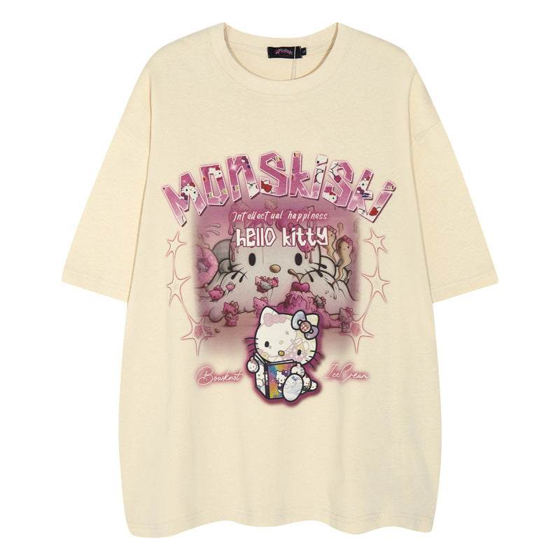 Hello Kitty Print Short-Sleeve T-Shirt for Men and Women
