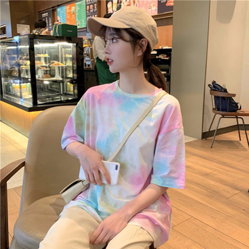 Camiseta holgada vintage de manga corta para mujer, estilo urbano