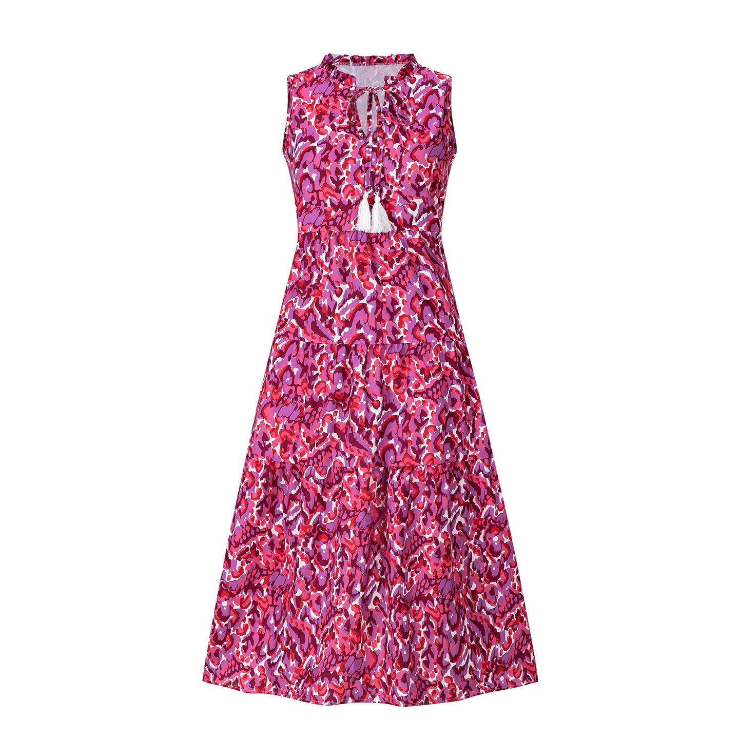 robe imprimée sans manches à col en V