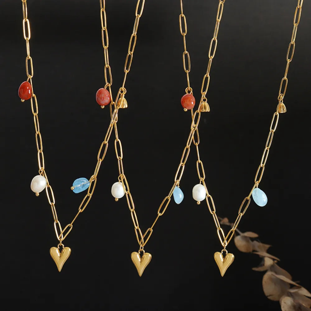 16.88 USD - Titanium Steel Heart Pendant Necklace