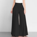 Pantalon élégant taille haute à jambes larges pour femme, style vintage printanier, coupe évasée, uni, fermeture éclair, palazzo