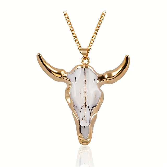 Collier pour homme avec pendentif tête de taureau