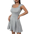 robe sexy sans col et à manches courtes