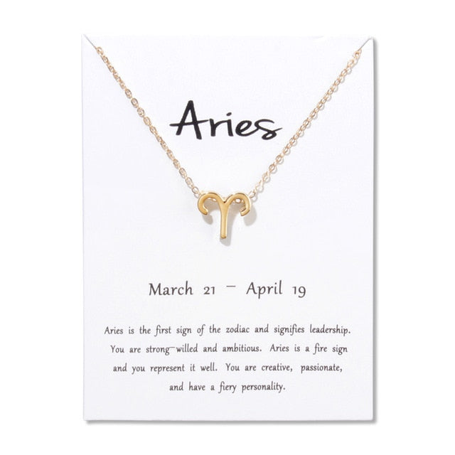 Collier pendentif zodiaque 12 constellations avec carte blanche