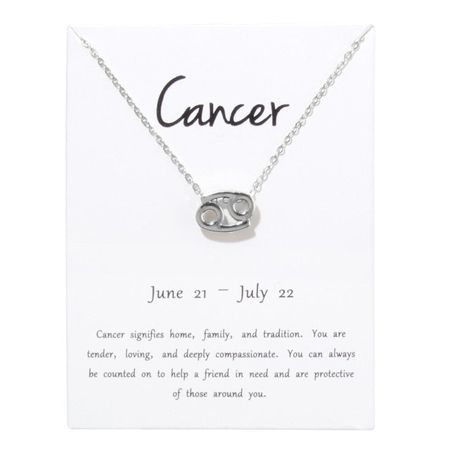 Collier pendentif zodiaque 12 constellations avec carte blanche