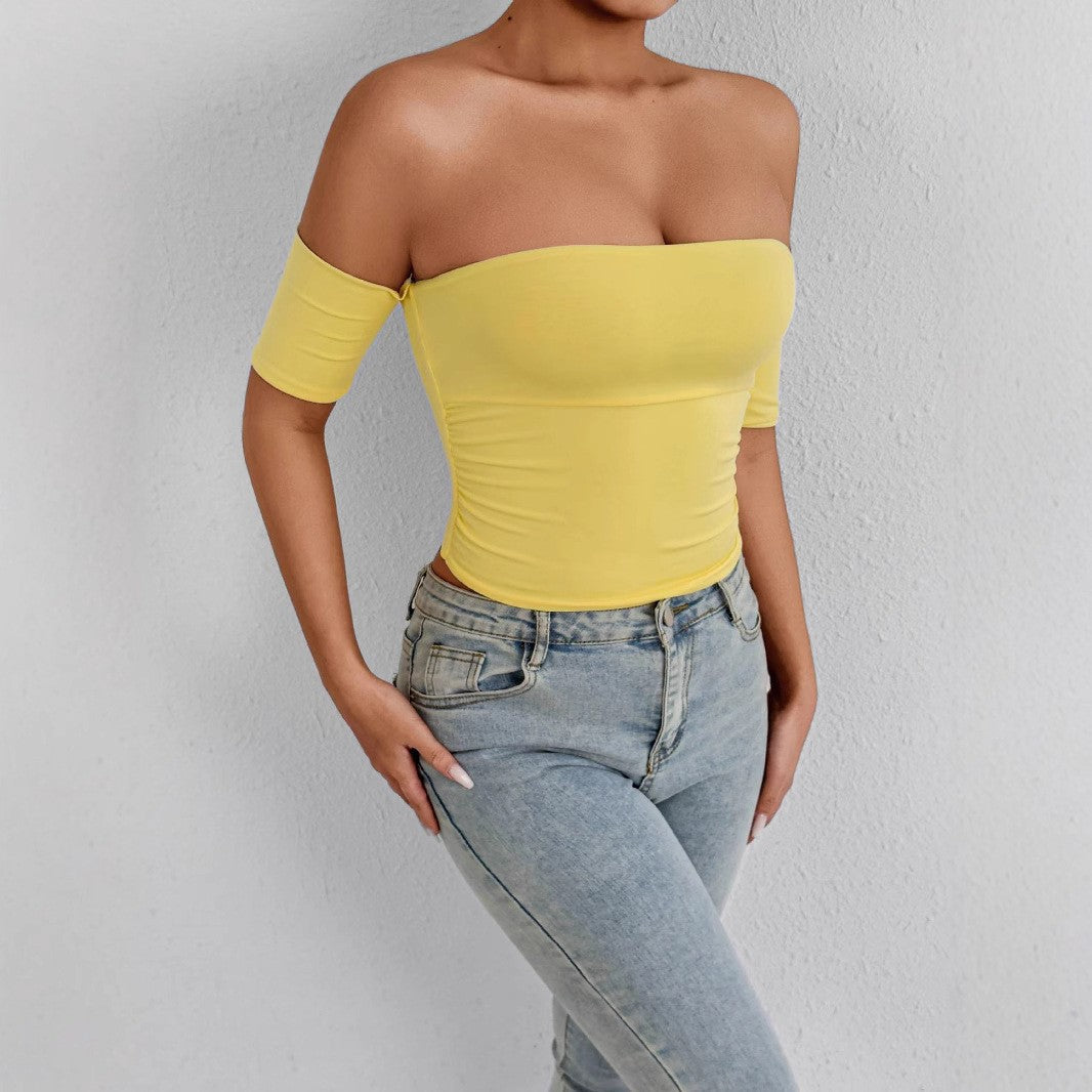 sexy collarless and tight-fitting top