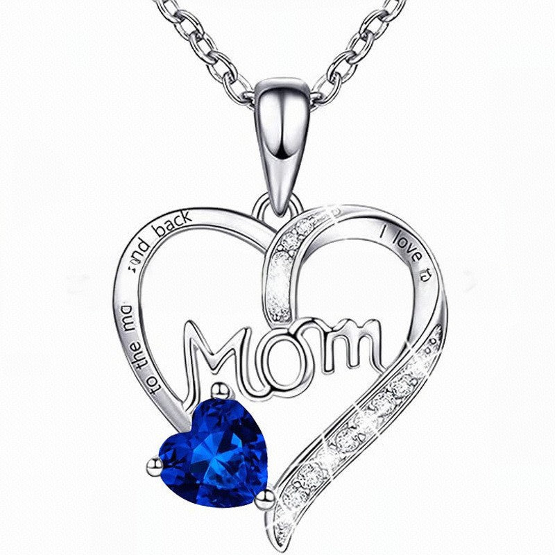 $12.81 - Engraved Heart Rhinestone Necklace for Mom, for Mother's Day and even her Birthday