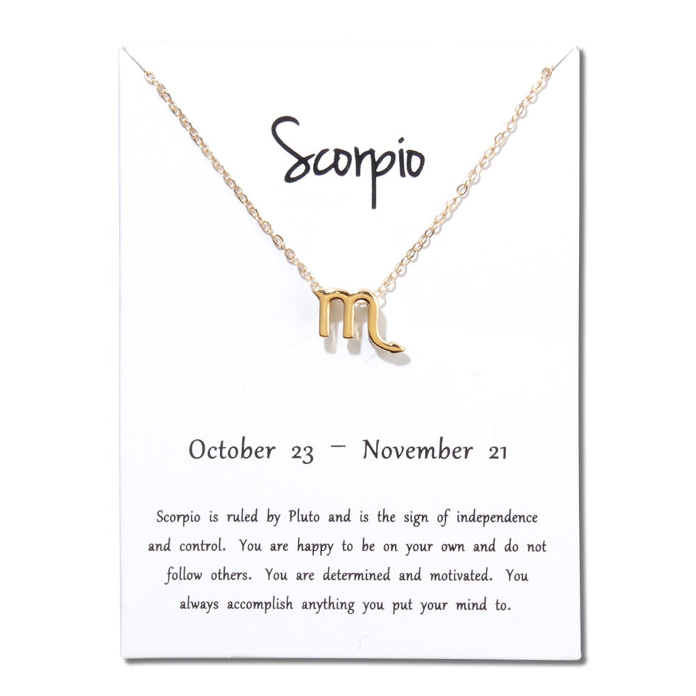 Collier pendentif zodiaque 12 constellations avec carte blanche