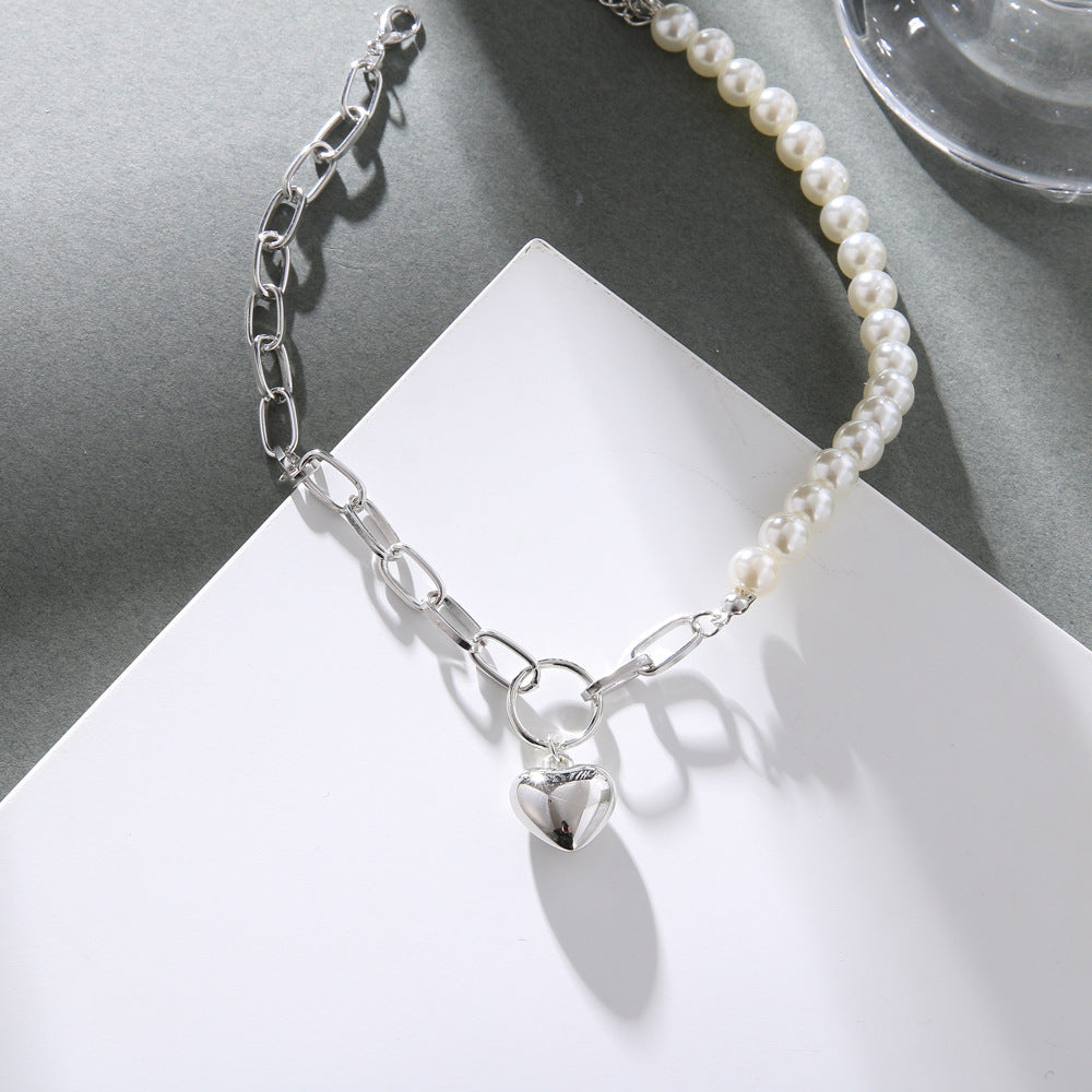 18,51 USD - Collier ras du cou en perles en forme de cœur, collier pour femme