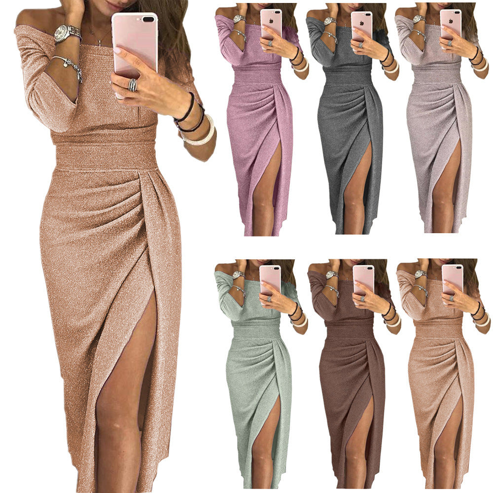 29,09 USD - robe une pièce moulante à fente et col montant