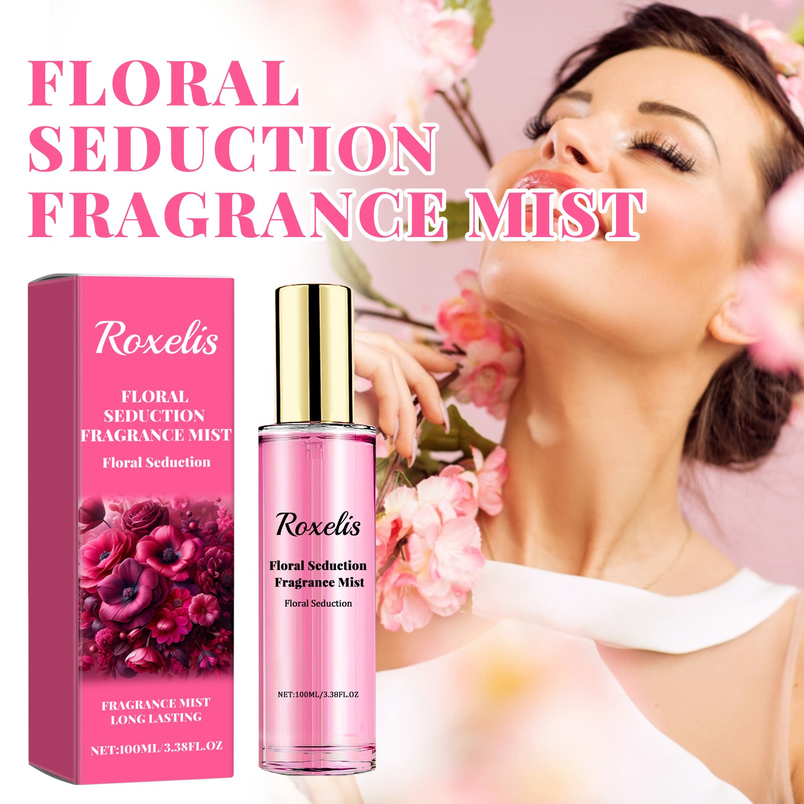 Bruma perfumada para el cuerpo Floral Seduction, fragancia fresca y natural de larga duración para una cita romántica, creando un ambiente propicio para el encuentro.
