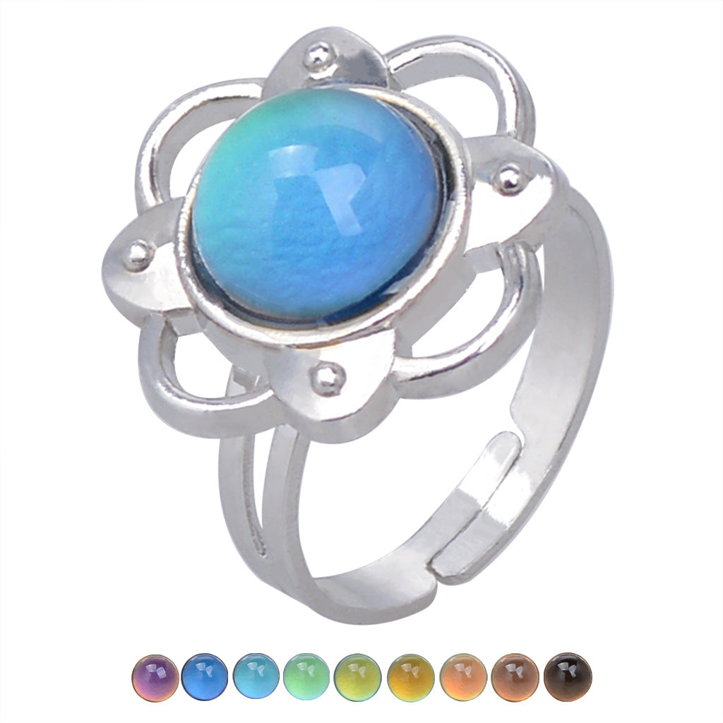 USD 13.98 - Vintage thermochromic ring for women, glamorous and elegant style, adorned with gemstones.