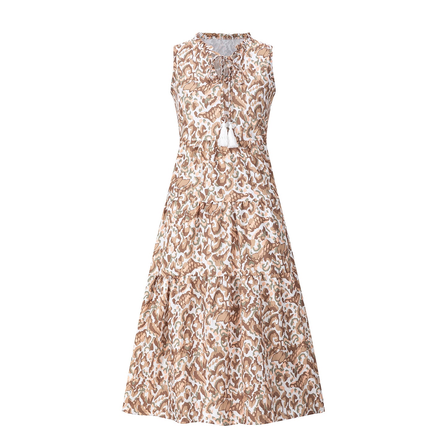 robe imprimée sans manches à col en V