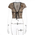 16,05 USD - T-shirt cardigan zippé en dentelle léopard