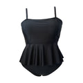 Swimsuit Women Two-Piece Solid Color Black Plus Size Fat