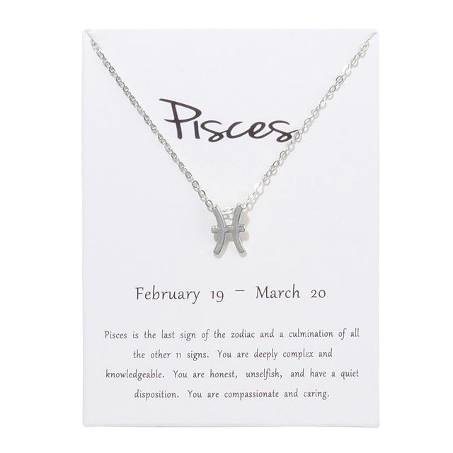 Collier pendentif zodiaque 12 constellations avec carte blanche