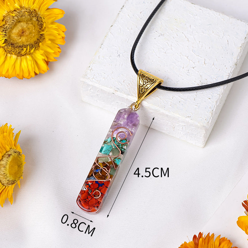 16,28 USD - Pendentif orgone pierre arc-en-ciel, cristal de résine, demi-pierre précieuse, collier bijou