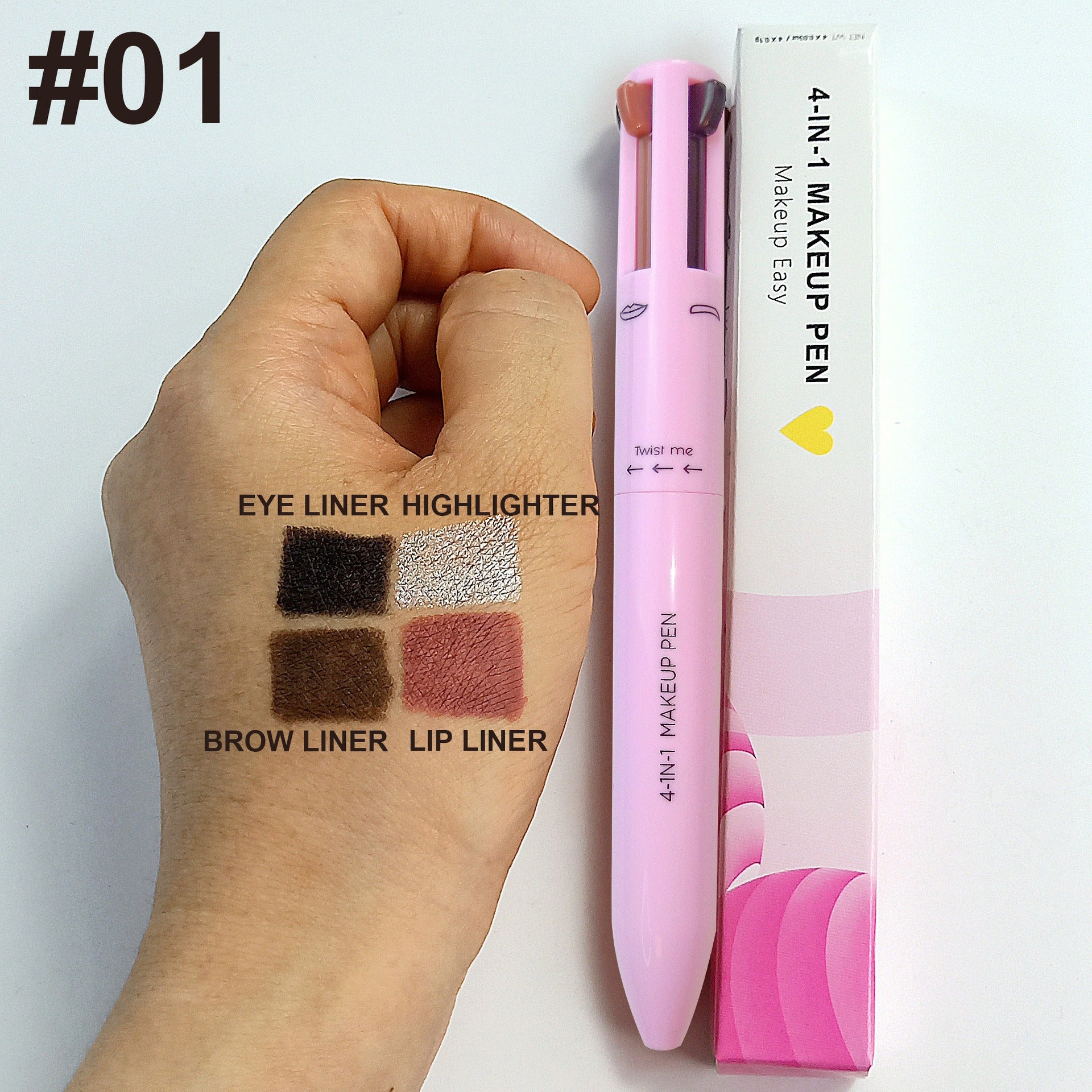 $8.14/11.98 - 4-in-1 Waterproof Eyebrow Pencil, for defining and shaping brows. Long-lasting, eyeliner and brow highlighter. Cosmetic makeup tool.