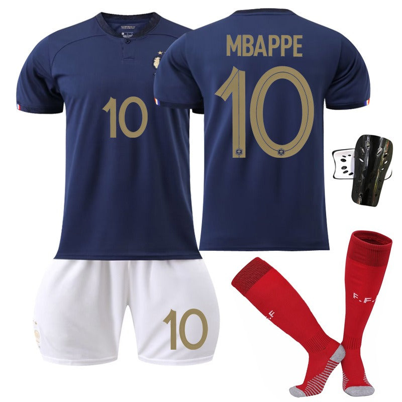 Ensemble de maillots domicile Coupe du Monde n° 10 Mbappé, 19 Benzema, 11 Dembélé, 9 Giroud