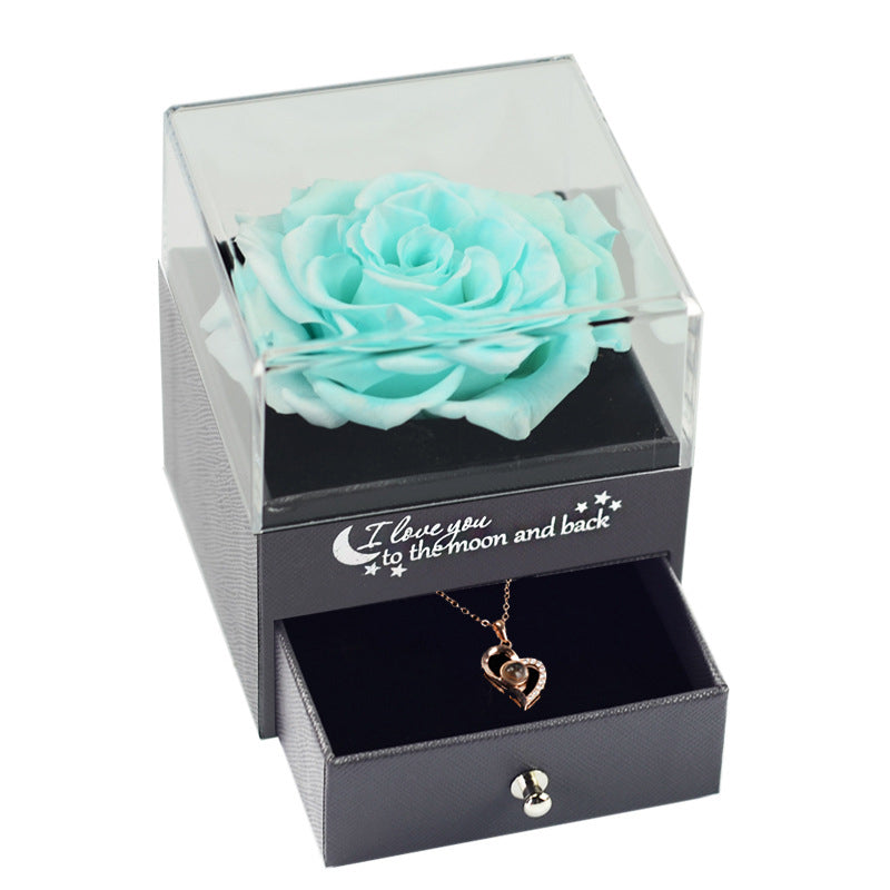 11.64/ 25.62 USD - Eternal Rose Jewelry Box Necklace Gift Set