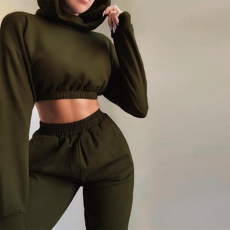 26,66 USD - Ensemble de survêtement décontracté chic automne-hiver pour femme, composé d'un sweat à capuche à manches longues et d'un pantalon, style streetwear sport.