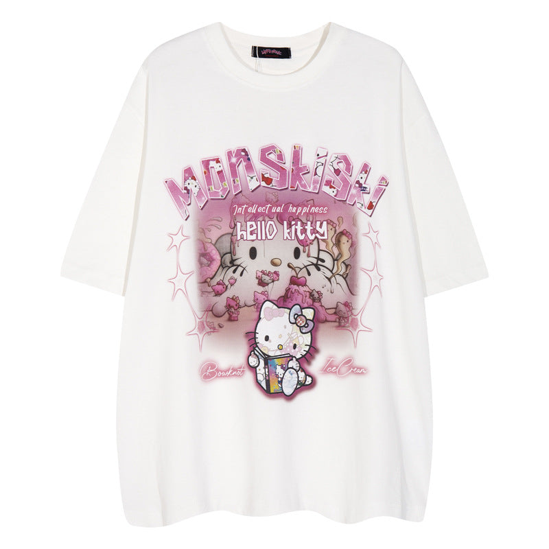 Hello Kitty Print Short-Sleeve T-Shirt for Men and Women