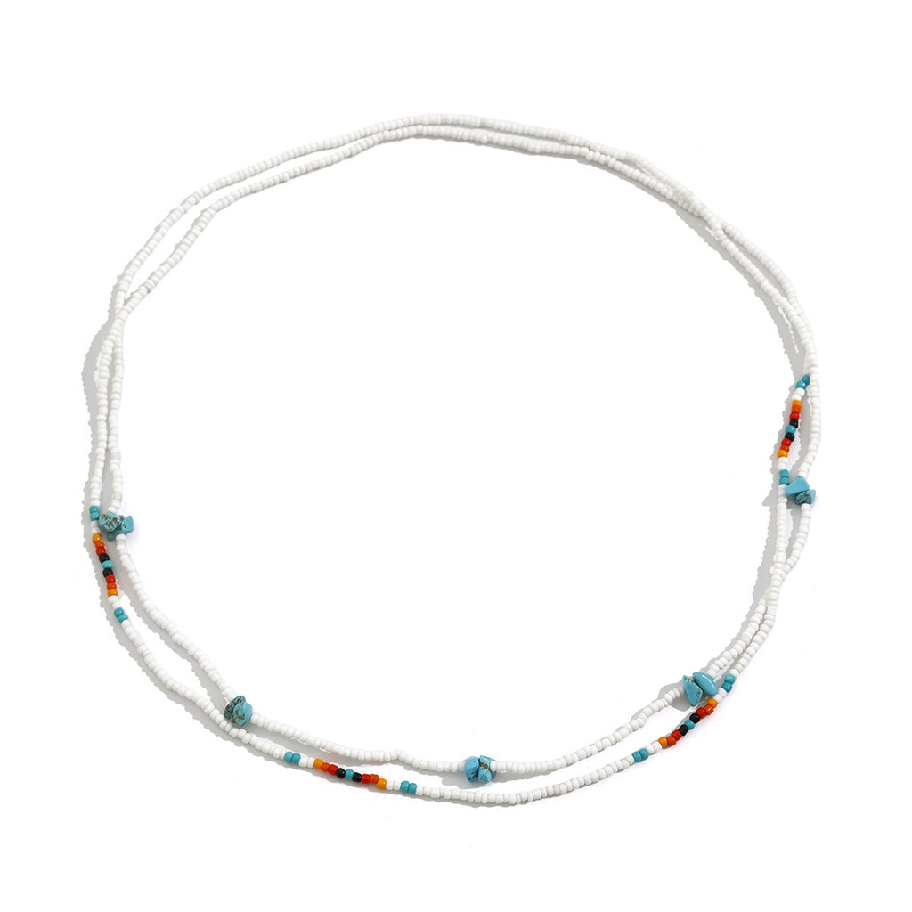 Chaîne de taille élastique sexy pour la plage, ornée de perles turquoise, style vacances pour femme