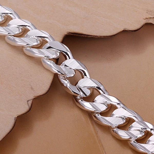 $14.72 - S925 Sterling Silver High-end Unisex Bracelet, Fashion Jewelry, Men's Gift, 10mm Elegant Square Bracelet