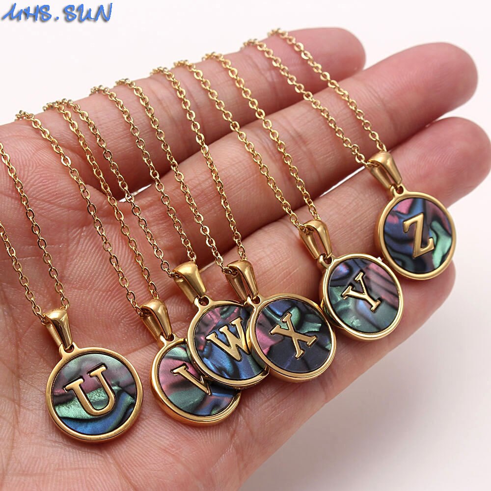 16,54 USD - Collier pendentif 26 lettres pour femme/fille, chaîne en acier inoxydable