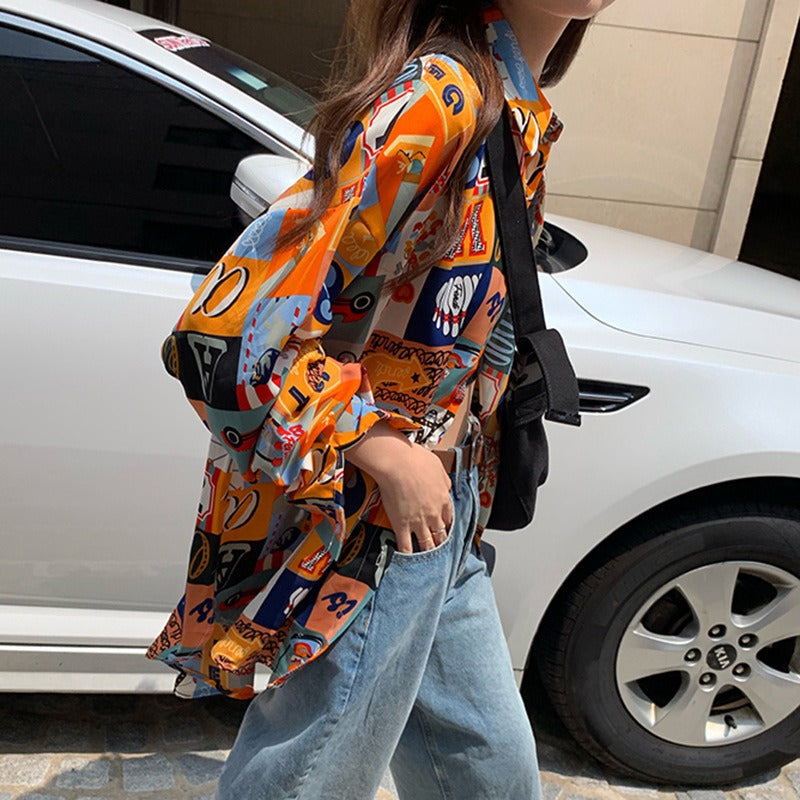 Flower shirt for women, new style for outerwear, plus size, fat mm versatile long