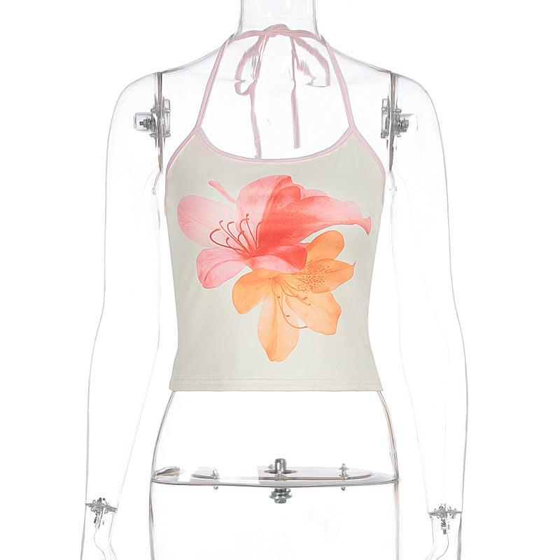 12.80 USD - Lace-Up Print Tank Top, Fitted, Pure Desire Women's Top