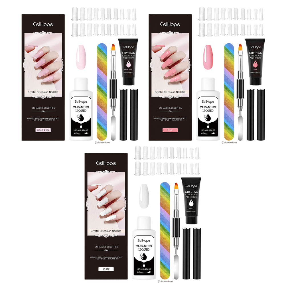 Crystal Nail Extension Kit, Nail Glue, Simple, Natural, 3D Sculpting, Tool Set