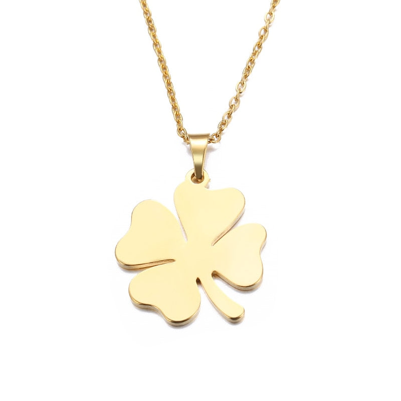 13.97 USD - DOTIFI Stainless Steel Necklace for Women and Men, Gold and Silver Color Clover Pendant.