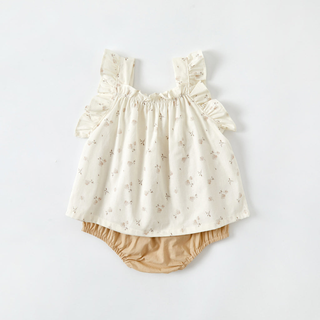 Ensemble deux pièces à motifs floraux pour filles, tenue d'été légère, style décontracté et tendance