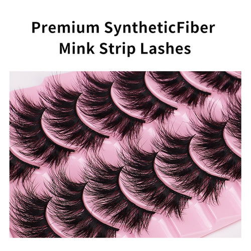 10 paires de faux cils épais effet vison, effet décoiffé, style européen et américain.