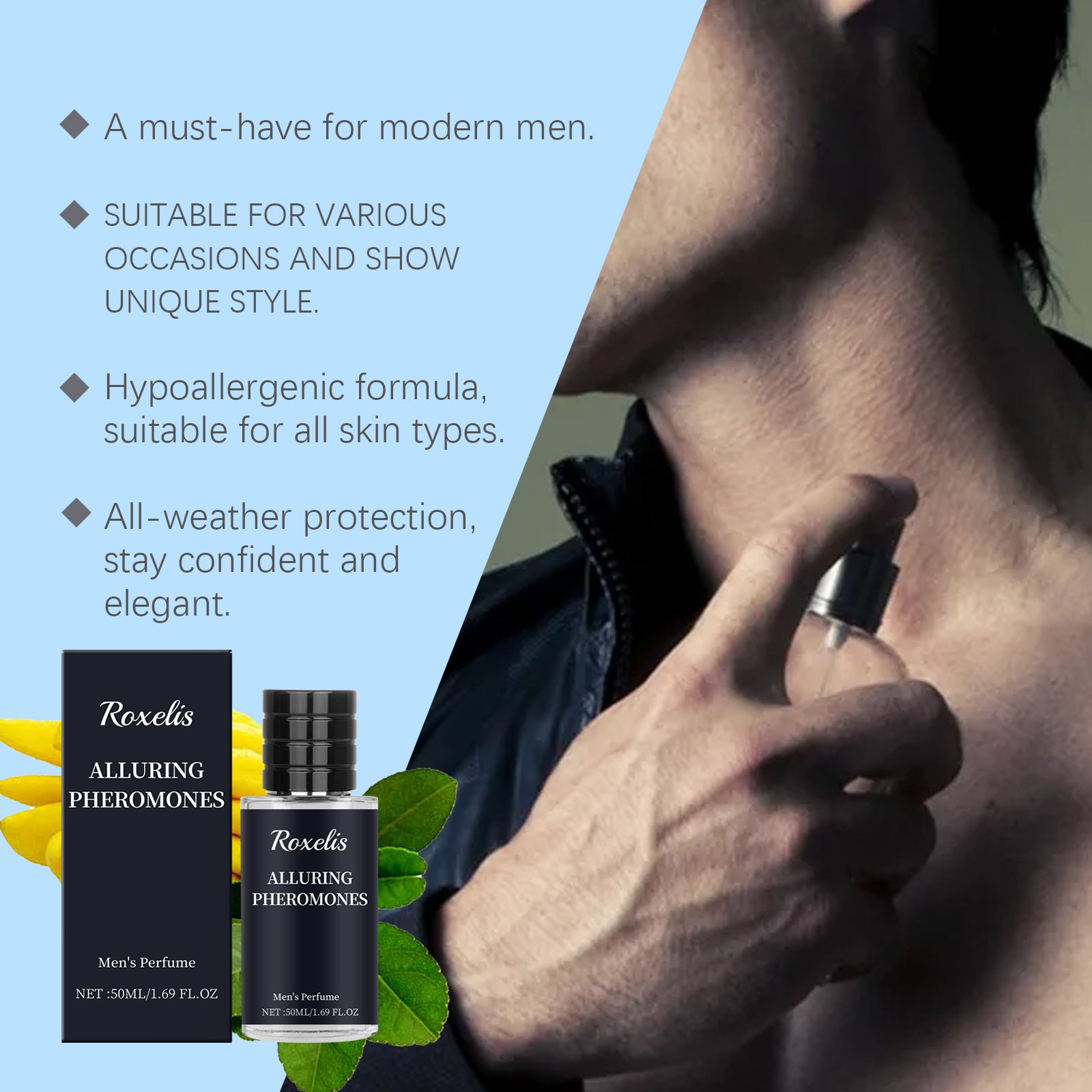$24.45 - Roxelis Personality Perfume for Men Bergamot, Long Lasting Scent, Seductive Fragrance for Couples and Dates.
