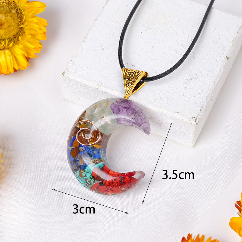 16.28 USD - Rainbow Stone Orgone Pendant, Resin Crystal, Semi-Precious Stone, Jewelry Necklace